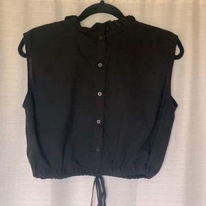 Sleeveless Style Nada Black Crop Top with eyelet front detail & button up back